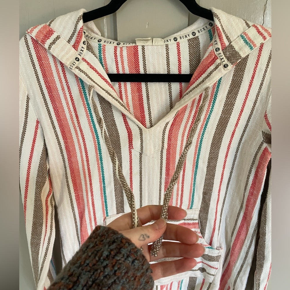 Roxy Multicolored Drawstring Long Sleeve Polo Swe… - image 3